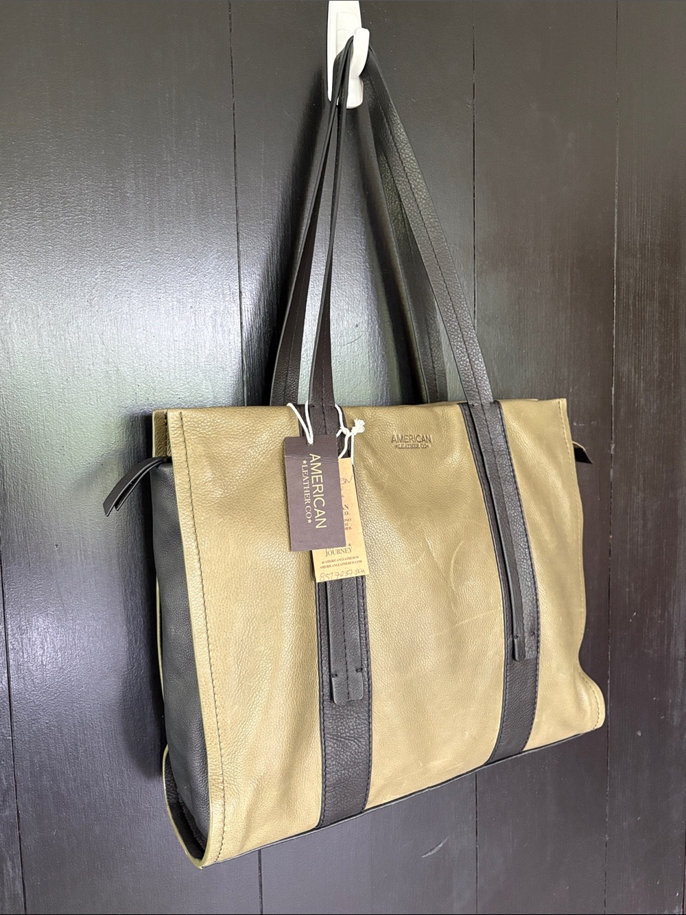💚 American Leather CoTote Bag Satchel. Olive Green. Like new!